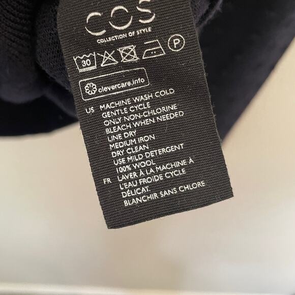 COS Navy Blue Nubby Dot Wool Turtleneck Sweater | M - Picture 6 of 6